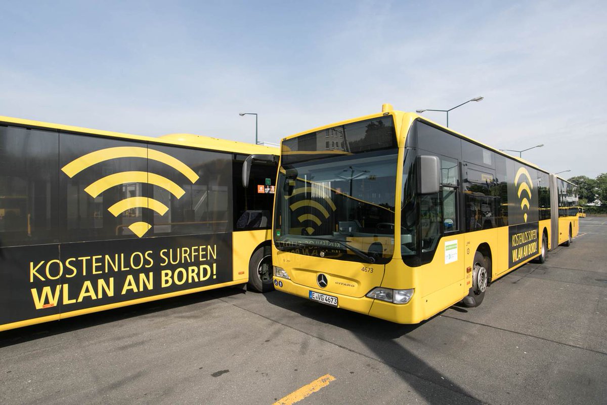 Pilotprojekt gestartet: Wir haben in Essen fünf Busse mit W-LAN ausgestattet. #essen_ruhr #öpnv #FreeWiFi