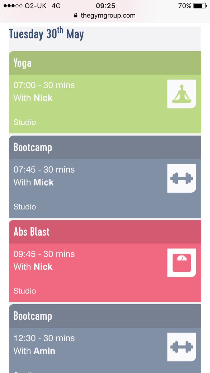 HNRWT's tweet photo. @TheGymSupport hi guys. Is there a way you can add number of places available/total to this screen rather than having to click on each? https://t.co/O2ILge7UjD