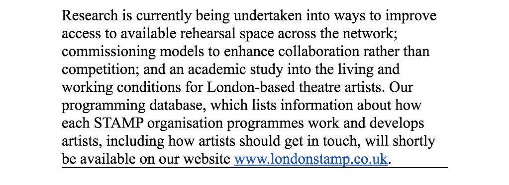 More than 20 London theatres have joined together to launch STAMP, a network aimed at increasing support for artists in the capital: