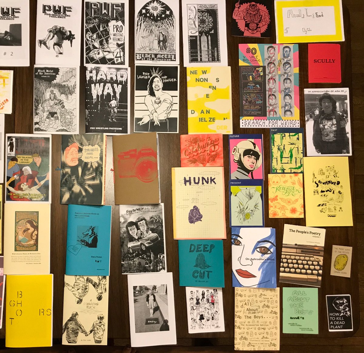 DJZibaZ's tweet image. Excited to add ALL these #LAZineFest2017 purchases to the circulating #LBPLZineLibrary at the #LBCityLibrary! #zinelibrarian