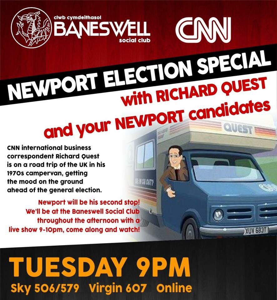 Tonight! <a href="/cnni/">CNN International</a> <a href="/richardquest/">Richardquest</a> is  coming to Newport, I kid you not, and! Your invited to #haveyoursay #GeneralElection2017 #electionroadtrip