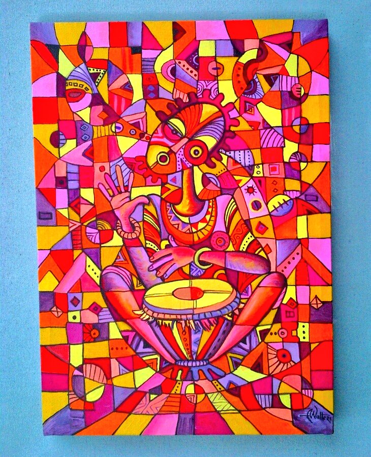 Anguwalters's tweet photo. The Drummer
 57x40cm 
Acrylic on canvas https://t.co/9SGfQhtZlv