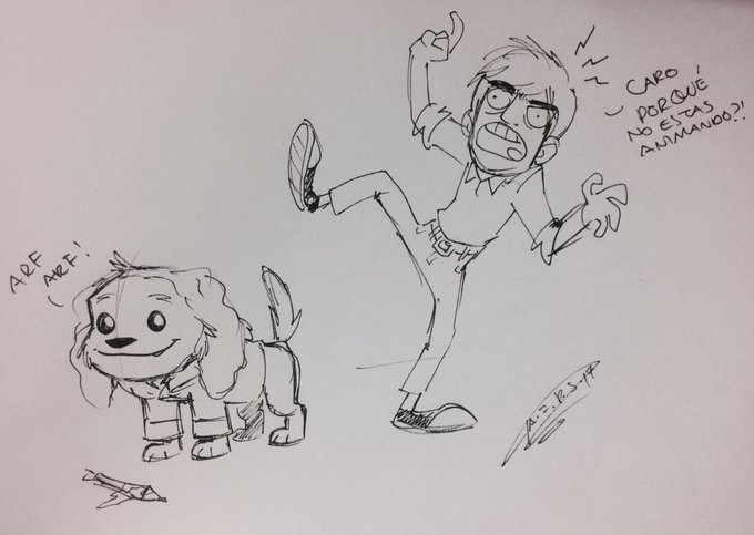 Real interaction with @AlanIturiel at work, drawn by him ??✨ 