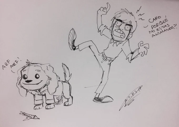 Real interaction with @AlanIturiel at work, drawn by him ??✨ 