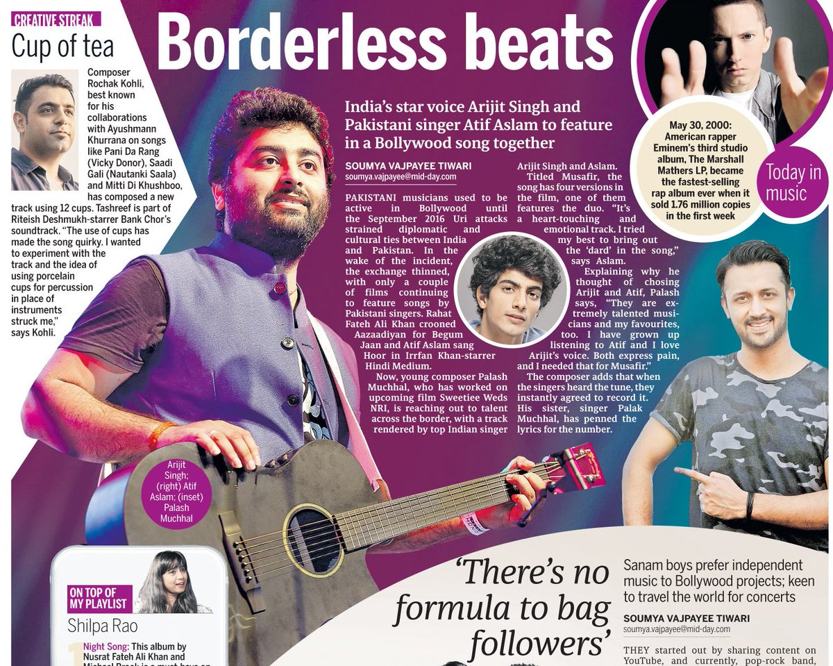 soumyavajpayee's tweet photo. @Palash_Muchhal creates a special mix for a film song that features Arijit Singh and Atif Aslam together @mid_day https://t.co/RlZNSkMrF1