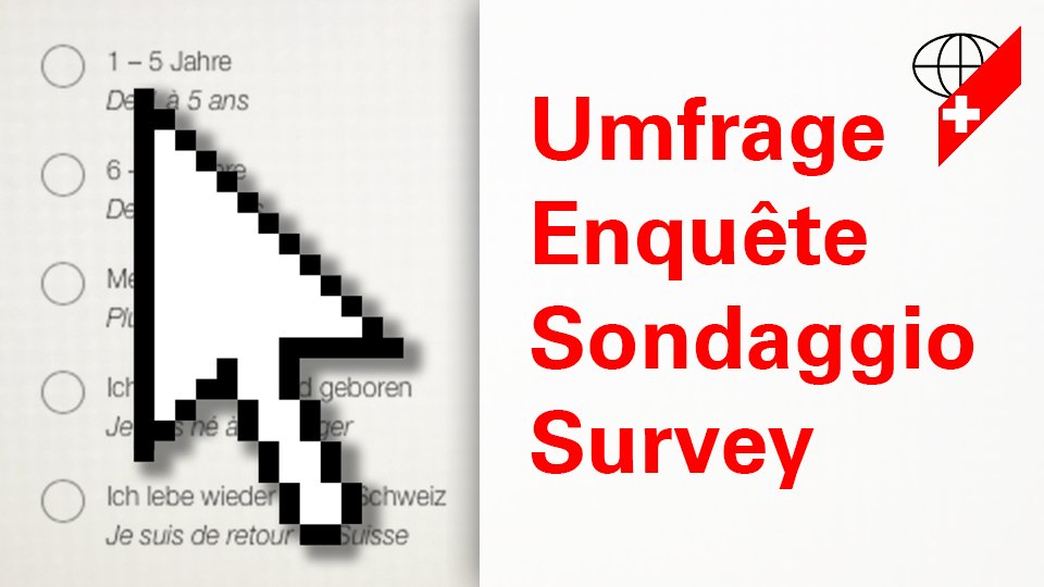La sua opinione ci interessa! 
#5aSvizzera
Sondaggio offerta internet dell’Organizzazione degli Svizzeri all’estero: de.surveymonkey.com/r/SQF98WH
