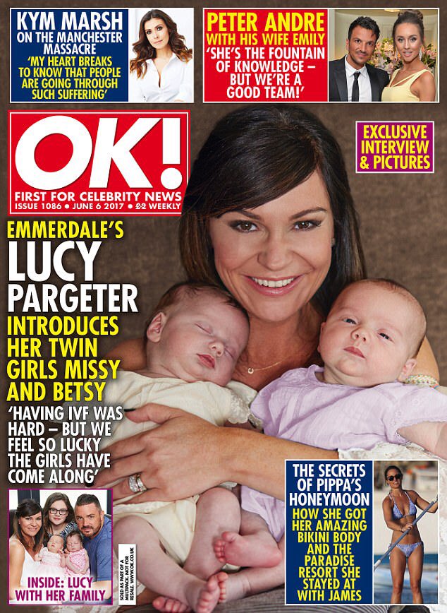 lucyparge's tweet photo. 😘RT @alanstrutt: My pics of the lovely @lucyparge  and family in @OK_Magazine today #emmerdale https://t.co/cqHvaddGsq