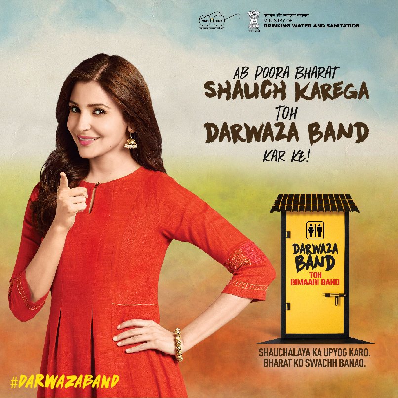 swachhbharat's tweet photo. We are going live soon. #DarwazaBand is a step towards progression. Construct a toilet and ensure the #SafetyOfWomen. @AnushkaSharma https://t.co/imflxbKp8O