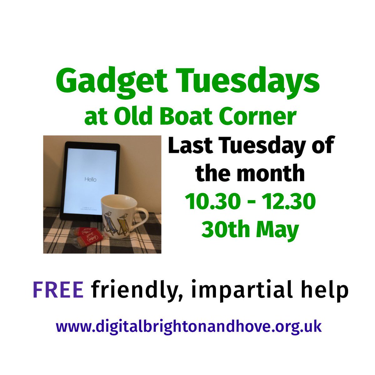 Lovely #food &amp; free IT support TODAY <a href="/OldBoatCorner/">Old Boat Corner</a> Tues 31 #Hollingbury #Brighton Drop-in &amp; BYO tablet or phone Tu 30th May 10.30 - 12.30📱