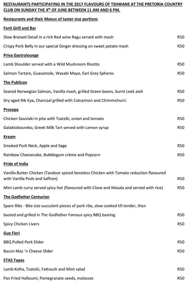 Saronsberg's tweet photo. Salivating over the menu for #FlavoursOfTshwane @PretoriaCountry this Sunday. Only 1,200 tickets are available! Call 012 460 6241 to book. https://t.co/t7eef58yhB