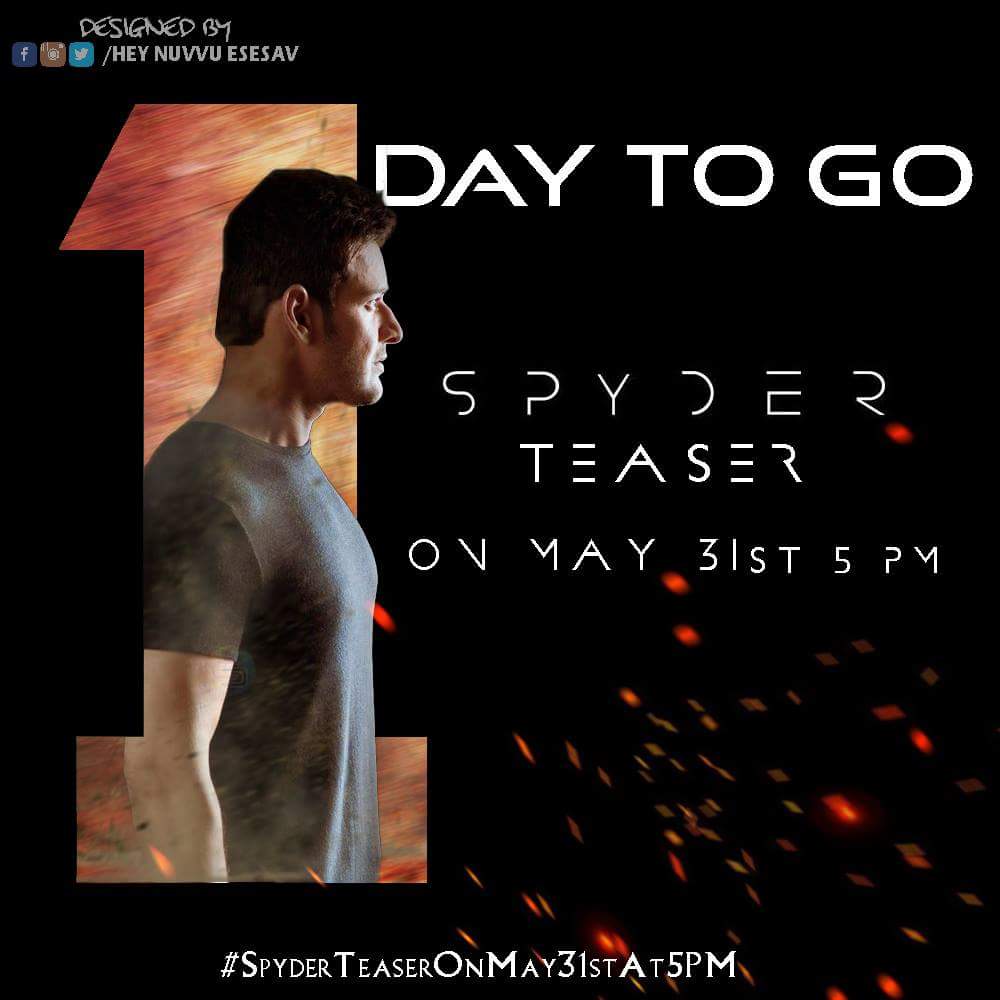 MaheshVijayFC's tweet image. #1DayToGoForSPYderTeaser ( May31st @ 5PM )

#SSMBWayToShatterYTRecords 

#SPYderFestBegins

#SPYder 

#SPYderNewWorkingStills