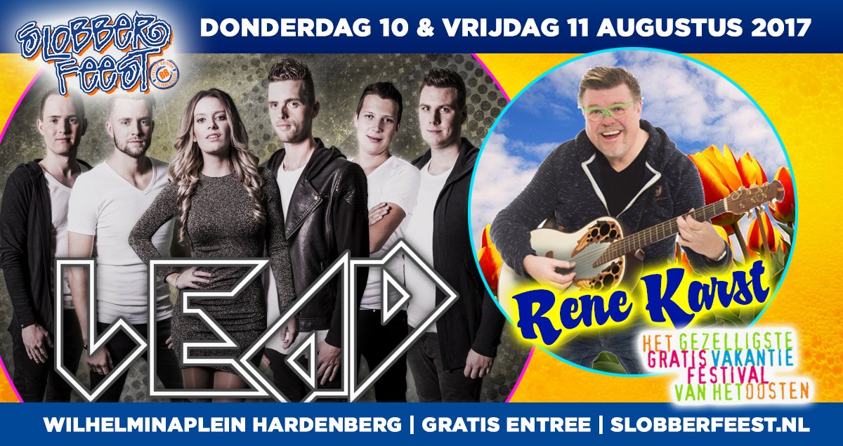 Twee dagen Slobberfeest op het Wilhelminaplein in Hardenberg.  Op donderdag Coverband Lead en René Karst #hardenberg