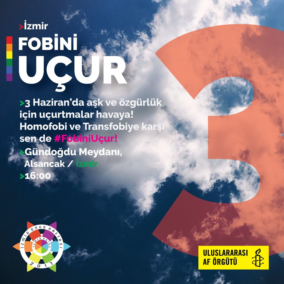 🌈 3 Haziran'da homofobi ve transfobiye karşı sen de #FobiniUçur demek için bu kez İzmir'de buluşuyoruz! Detaylar: bit.ly/2rQMvsr
