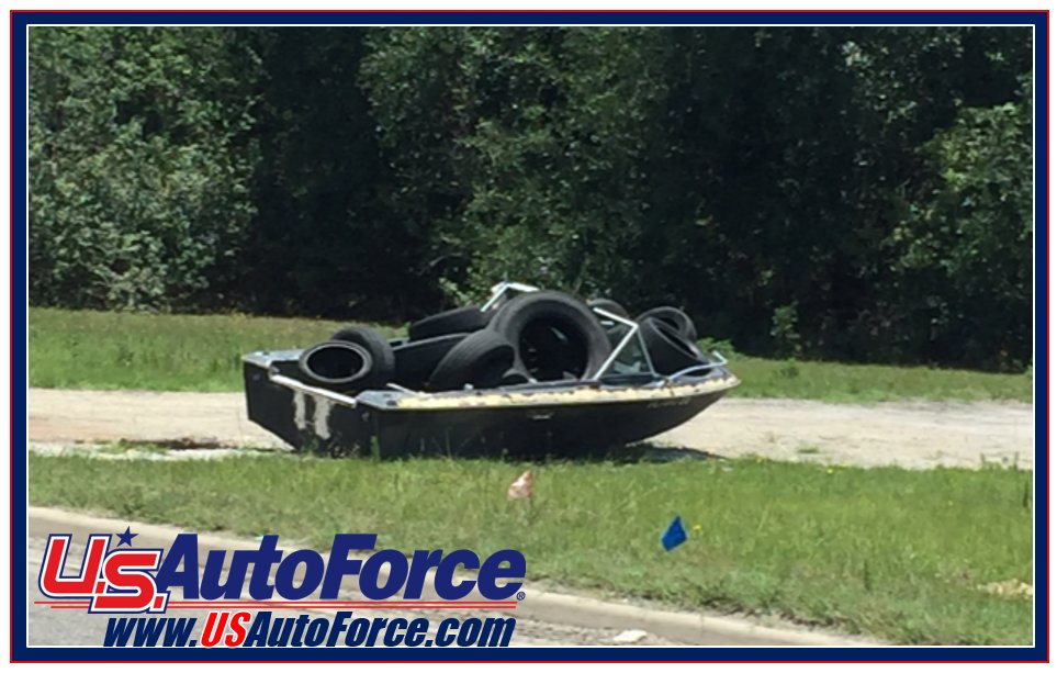 USAutoForce's tweet photo. Spied roadside in Florida...Someone should tell those tires they won't get far---boats don't work very well on land! #TireTuesday #TireHumor https://t.co/RqirWx4D14