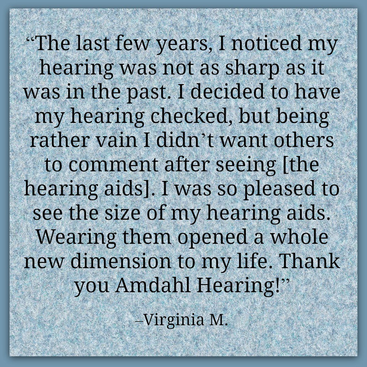 amdahlhearing's tweet photo. #TestimonialTuesday https://t.co/ekFzU3aw82