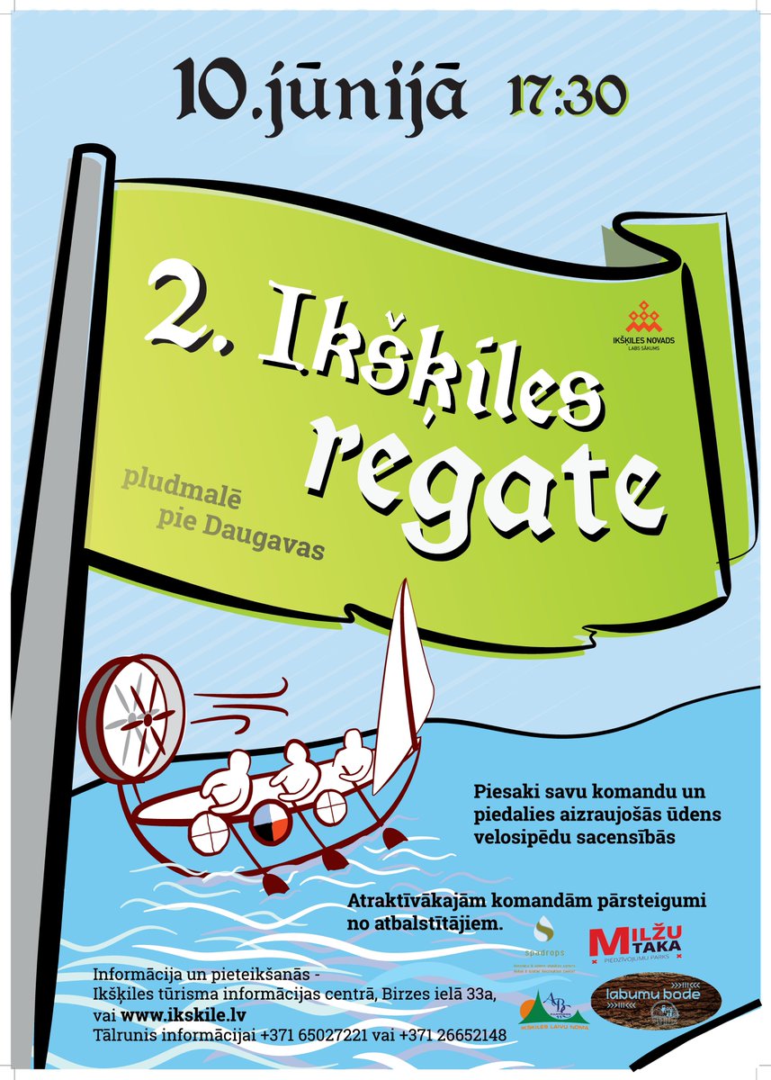 II Ikšķiles regate 10.jūnijā.Sīkāka informācija bit.ly/2qvv5BL
Atbalsta Ikšķiles laivu noma,<a href="/spadrops/">Spadrops</a>, Milžu taka un Labumu bode.