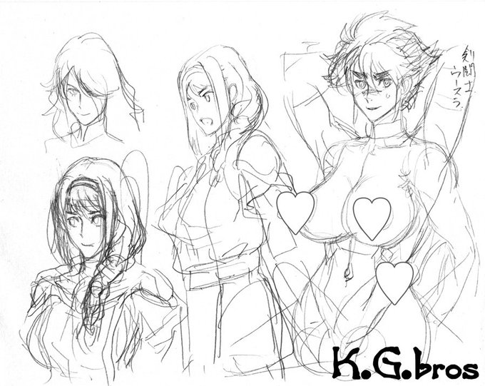 ◎レオさんの原形～。
ファンタジーモノのキャラクターを模索中、レオさんの原形が発生～。
可愛い感じ、綺麗な感じを模索していたのですが
短髪ムキムキ描いたら「ピキーン」と来るモノがw
結局オイラはコッチなのか…と痛感した次第です。
当初は「剣闘士ウースラ」って名前ですね～。 