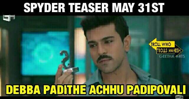 SSMBsWarrior's tweet image. Debba Padithe Acchu Padipovali...

S - #SuperstarMahesh 😎

#SSMBWayToShatterYTRecords 

#SPYderFestBegins

#SPYder 🔫