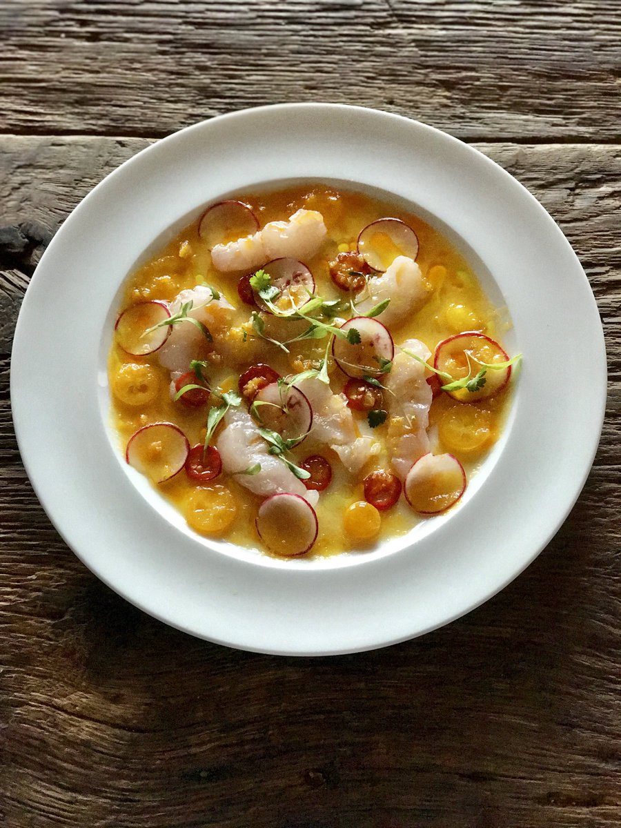 sohohousefour's tweet photo. This black bass crudo with kumquats, radish and cilantro alone must be worth a visit to @sohohousenyc https://t.co/yWldFGO92T