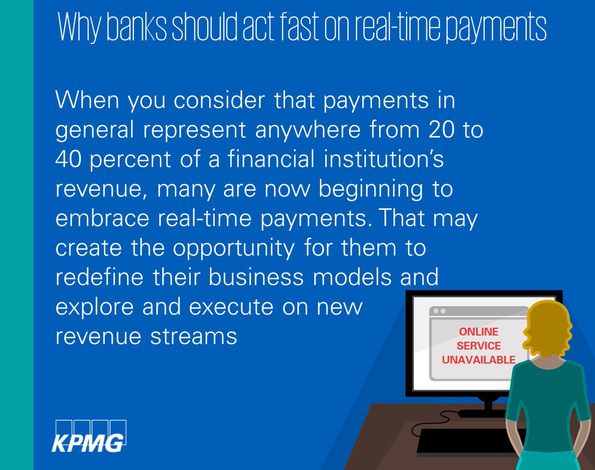 KPMG_SA's tweet photo. Banks are starting to see that they risk losing market share if they don’t 
embrace real-time payments https://t.co/Yyt2Wh2jh9 https://t.co/9C6CQB9poZ