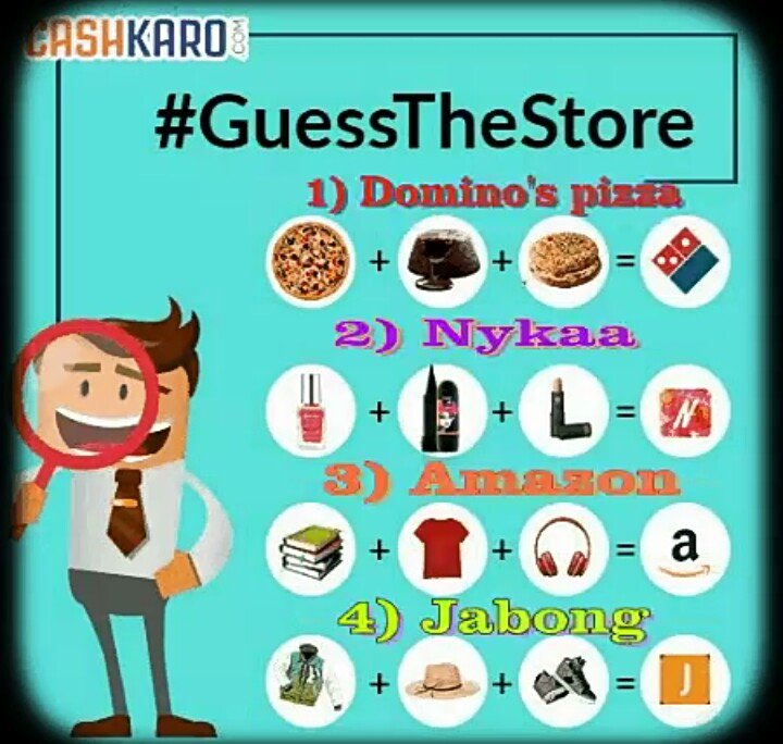 devshah717's tweet photo. @Cashkarocom #Guessthestore 
#Challenge
#Lucky
#Cashkaro

1) Domino's pizza 
2) Nykaa 
3) Amazon India
4) Jabong https://t.co/CqBjCAvJ5M