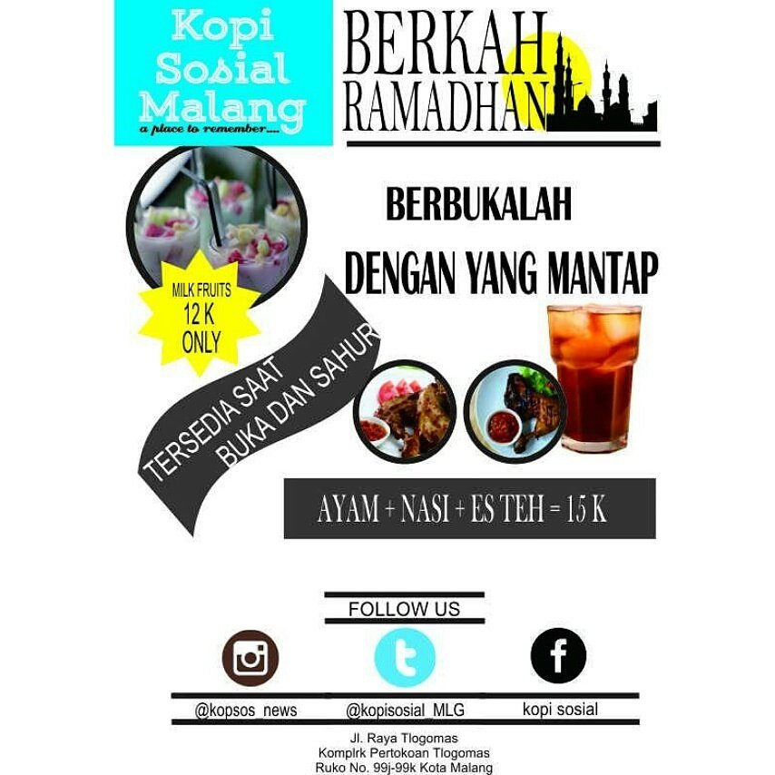 Buka dan sahur di kopsos itu special nawak!! Buruan ke kopsos

#bukapuasa #sahur #ramadhan #malangramadhan #kopsosgoodtime