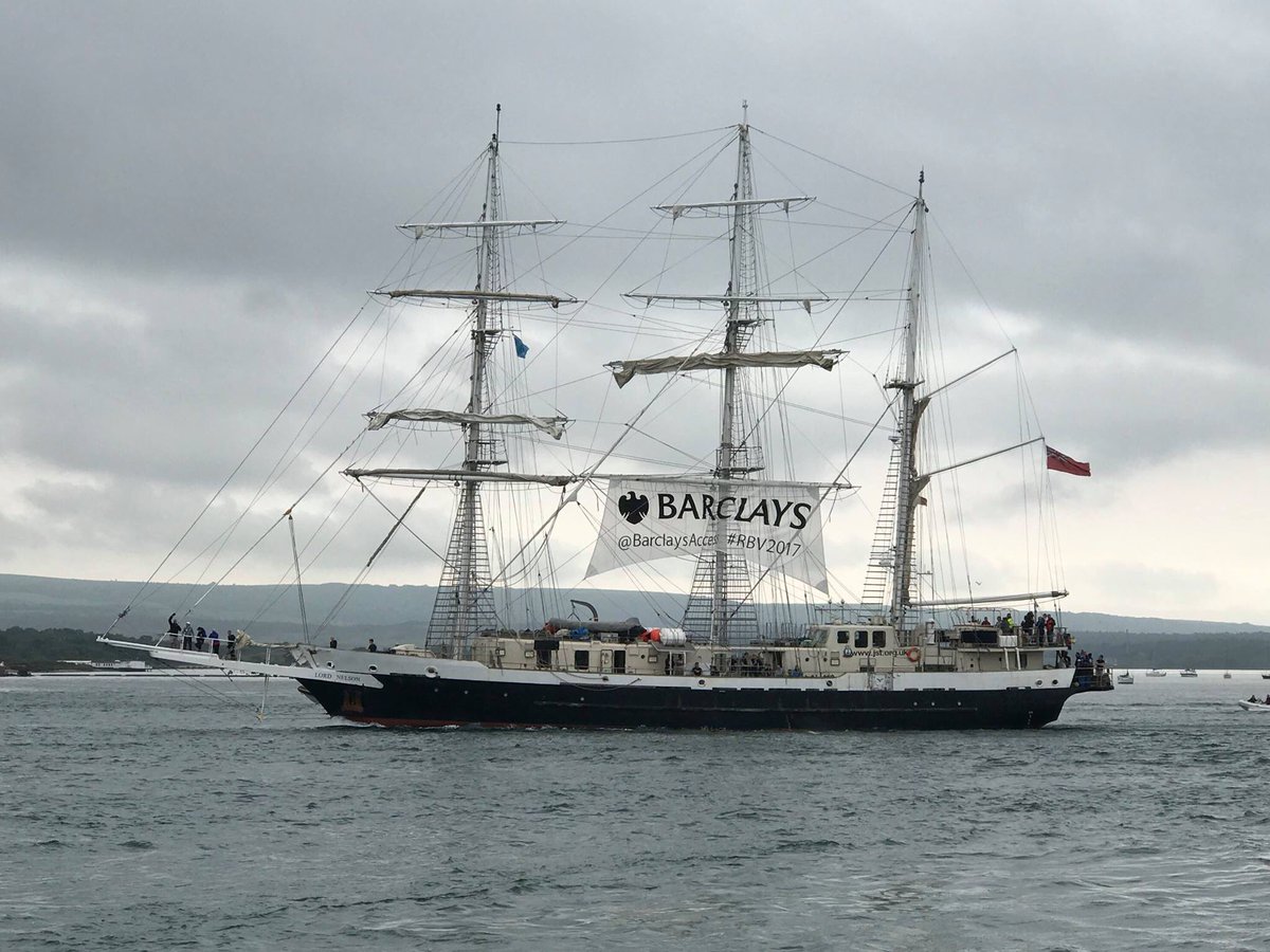 JubileeSailing's tweet photo. Thanks for having us #Poole @PooleHarbourC. Lord Nelson is now on the final #RBV2017 leg to #London with @BarclaysAccess https://t.co/Y0DXoXT14t