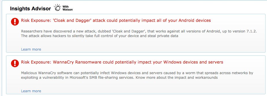 StephenMcC1979's tweet photo. MaaS360 serves #WannaCry &amp; #CloakAndDagger advice from @IBMWatson right where you need it. Awesome. @IBMSecurity #EMM #MDM #MobileSecurity https://t.co/shHJvmGNc7