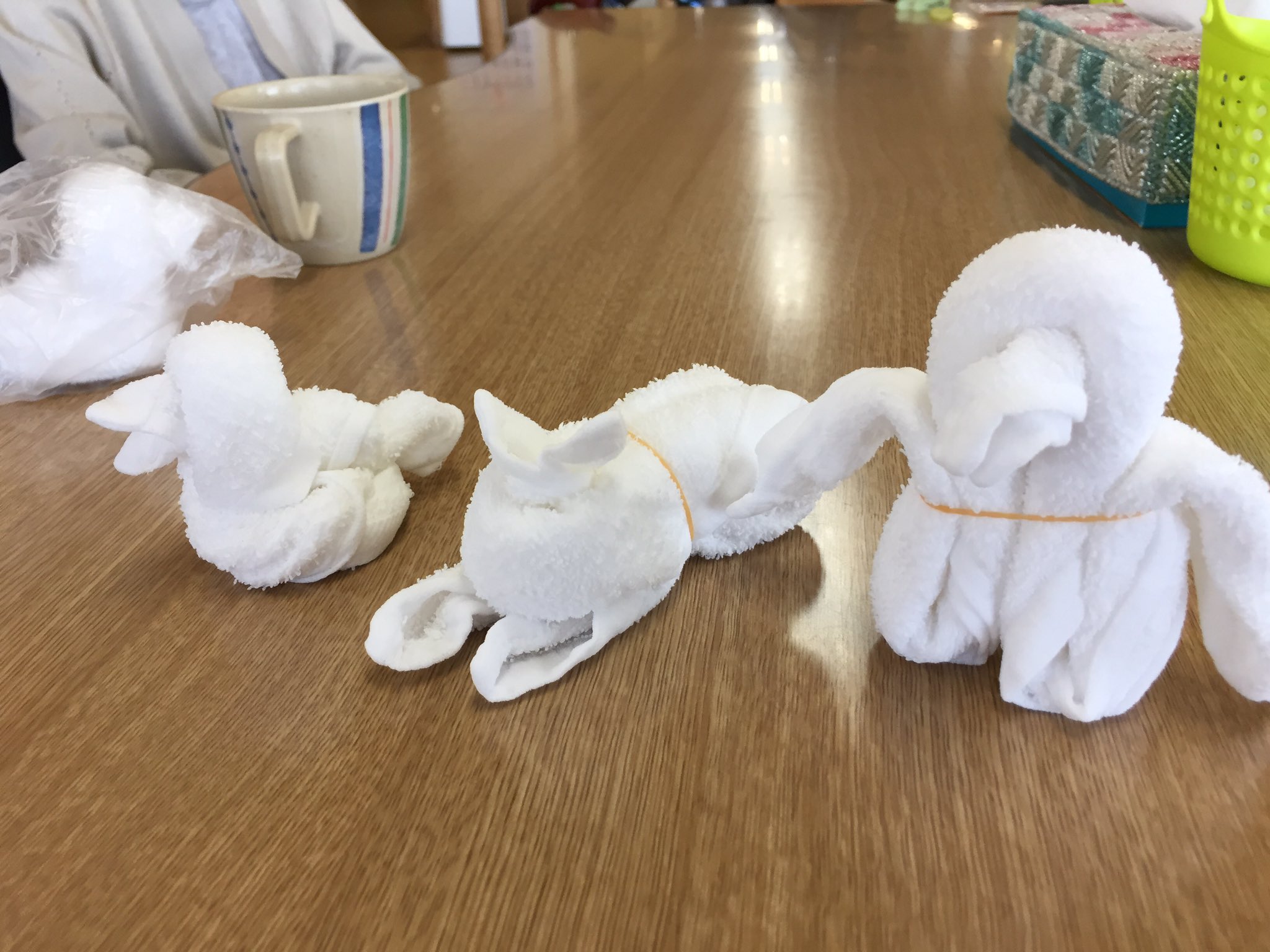 戸田秀雄 Toda Hideo 10 30西湘プロレス 今日は昔々にキャバ嬢に教えてもらった おしぼりアートの数々を披露 おじいちゃんおばあちゃん達に楽しんでもらいました O ちがさきプロレス 茅ヶ崎 猫ネコ アヒル ペンギン おしぼりアート T