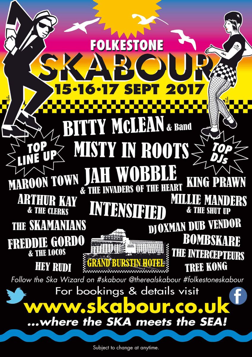 Miss out on #Skabour early bird tickets? 
Check out offer, use code "bhmay" to get 7.5% off until midnight Wednesday
skabour.co.uk