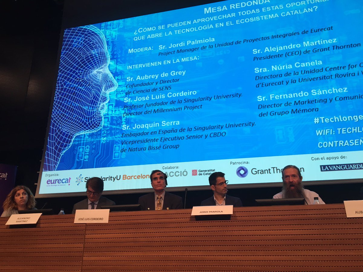 MiquelReyC's tweet image. Future challenges #Techlongevity vs today&apos;s research @aubreydegrey  &amp;amp; current tech innovations by @Eurecat_news presented