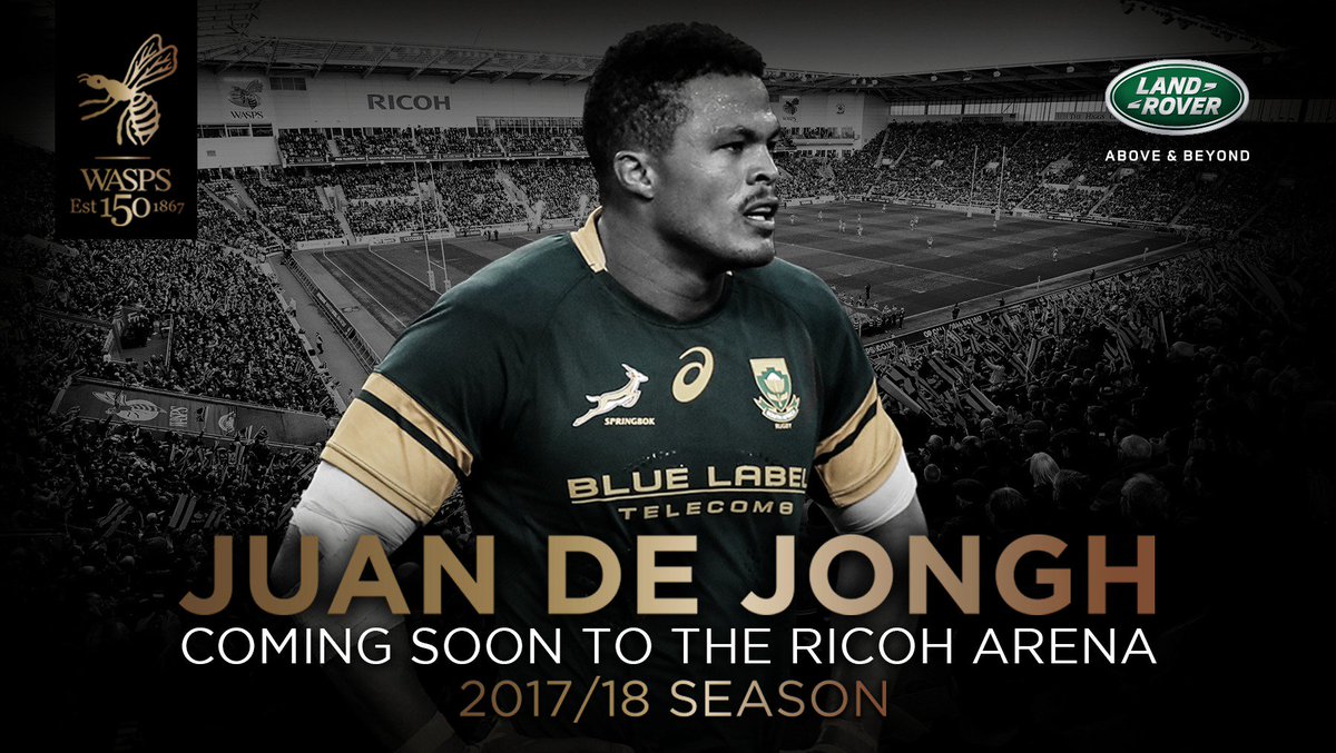 WaspsRugby's tweet photo. Delighted to announce that Springbok centre @JuanDeJongh will join after the Super Rugby season with @THESTORMERS https://t.co/1yfkJV0mHM https://t.co/VtLSMwuYdA