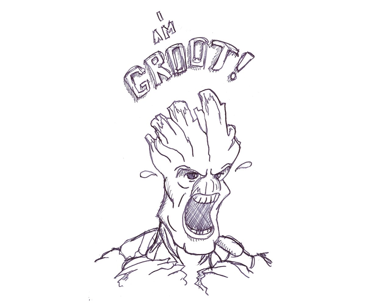 kevman3d's tweet photo. " I am #Groot " angry doodle for my @100Days_Project - https://t.co/bhkoaz0yOl https://t.co/FubRRCjDHU