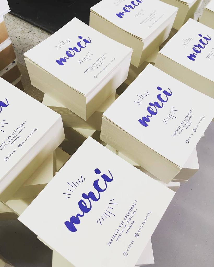 studiopression's tweet photo. Ready for packing! #letterpress thank you cards for @atelier_ripaton designed by @__artim__  on @favinipapers Crus… https://t.co/NYhrTvwqzr https://t.co/iFFGtF9ccQ