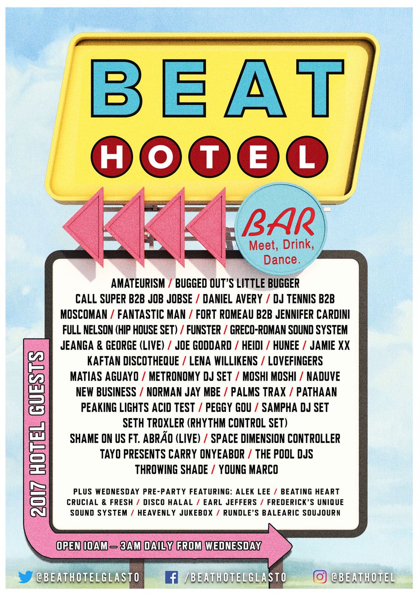 kingdom_ldn's tweet photo. Back to the Beat we go.  Full #Glastonbury line-up revealed https://t.co/BL0oYtNTgz #festival @BeatHotelGlasto https://t.co/7h5Ic6Kbp0