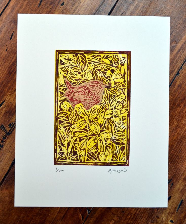 artfinderlatest's tweet photo. Wren &amp; clematis R... by @alexebdonart #signed #linocut #art https://t.co/wgkYCOMynv @artfinder https://t.co/a4wjGLrEd1