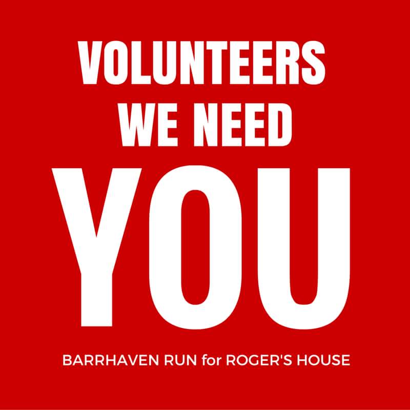 VOLUNTEERS Needed for this year's Barrhaven Run for Roger's House. Sat June 10th. Register BarrhavenRun.ca