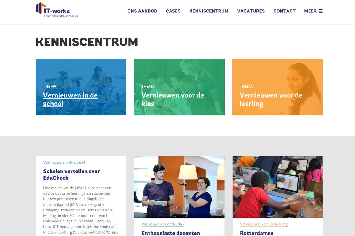LabtoLearn's tweet image. Onze mooie nieuwe website is online! Met een geheel vernieuwde indeling voor al onze blogs over onderwijs en ict!
it-workz.nl
