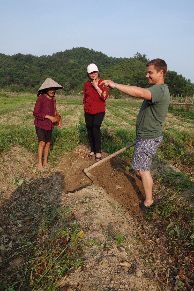 Chris Carnovale Harvesting Potatoes at Cai Chien, a luscious and breathtaking island!