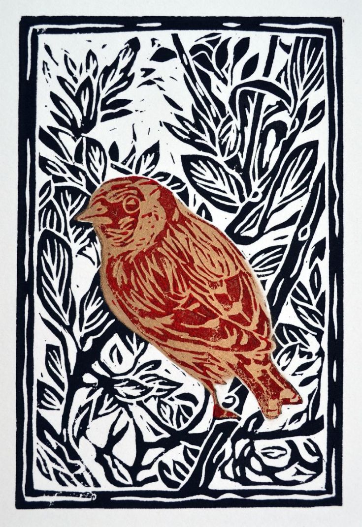 artfinderlatest's tweet photo. Goldfinch in haze... by @alexebdonart #signed #linocut #art https://t.co/mXUblOdpr3 @artfinder https://t.co/PkcPEKmNA0