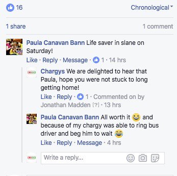 Chargys1's tweet photo. We love seeing this! Nothing better than helping someone with your product. If We have helped you let us know #FeelGood #slane2017 #Chargys https://t.co/F0EC6aUXTb