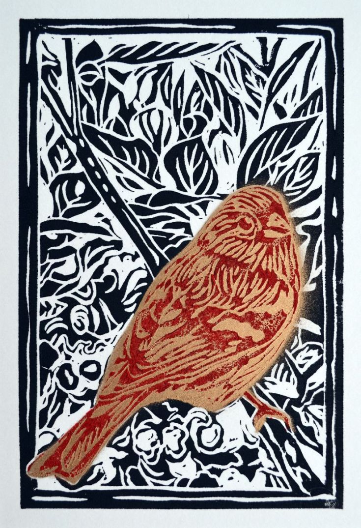 artfinderlatest's tweet photo. Chaffinch in euph... by @alexebdonart #signed #linocut #art https://t.co/RTEGuNykxc @artfinder https://t.co/XQO0wyLJML