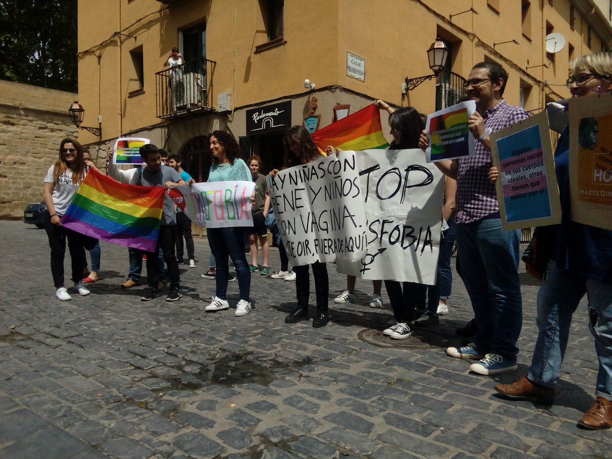 ElSalto_Rioja's tweet photo. Las activistas LGTBI se concentran a las puertas del Parlamento donde se prevee que entregue @hazteoir su comunicado en registro https://t.co/RaYy7L7umy
