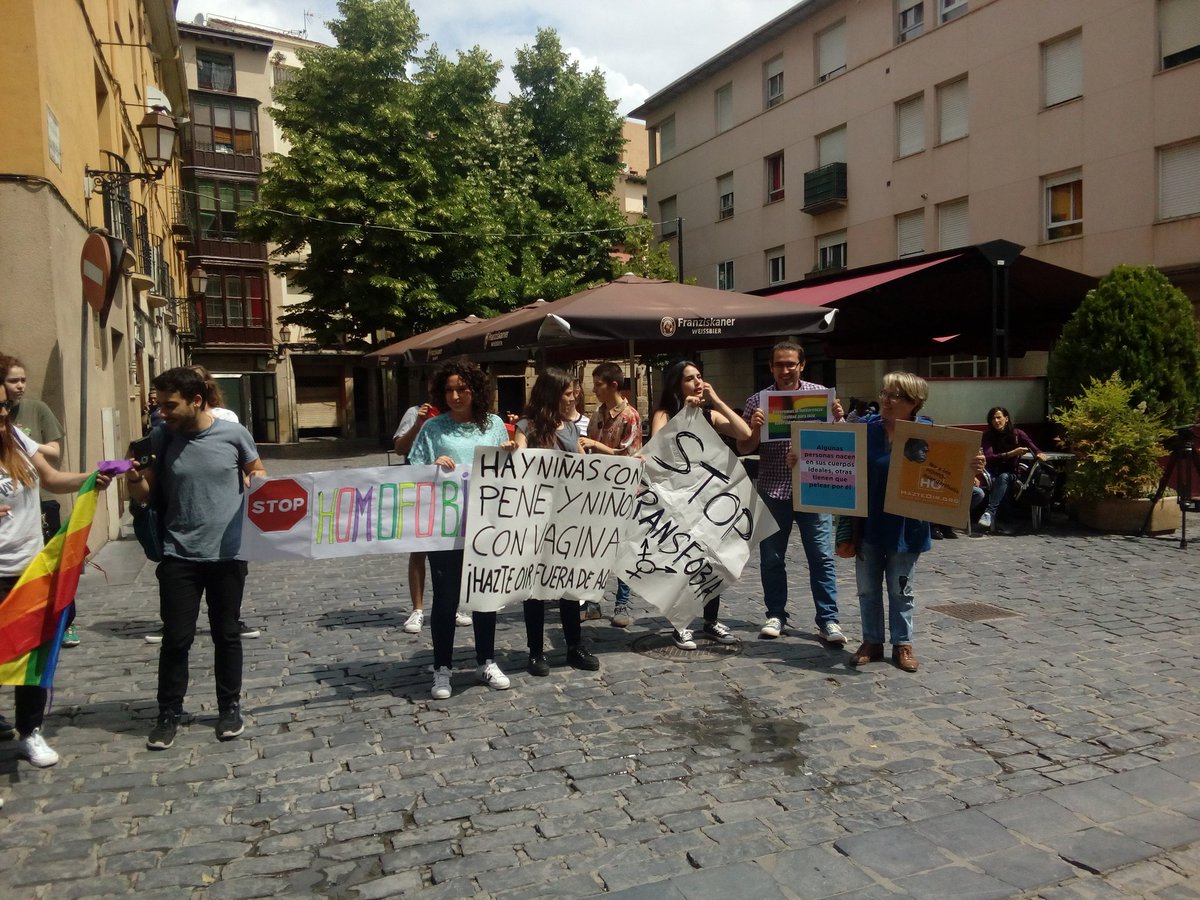 ElSalto_Rioja's tweet photo. Las activistas LGTBI se concentran a las puertas del Parlamento donde se prevee que entregue @hazteoir su comunicado en registro https://t.co/RaYy7L7umy
