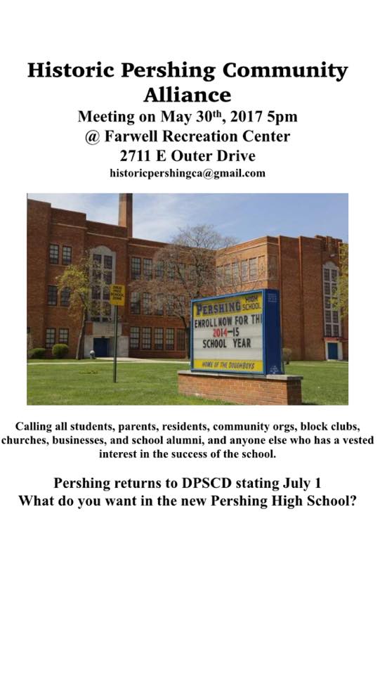 MartinskyPaul's tweet photo. MAY30meeting at Farwell RecCenter regarding Historic Pershing HS in Northeast Detroit - Click below to view entire information flyer. https://t.co/iV1NoQls3M