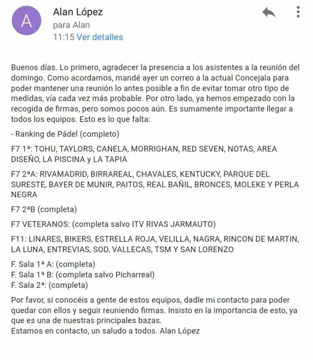 PichaRealFC's tweet photo. Escrito para los equipos de las ligas de parte del representante y portavoz de los equipos de las LL MM de rivas. Contacto por privado. https://t.co/jIzRuHsDzj