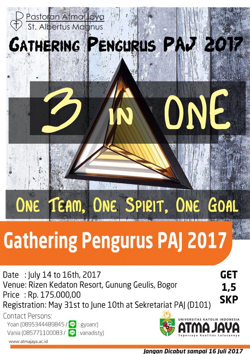 YUK!! Kita daftar sekarang😊
Dibuka regis online juga  loh!!! ✍🏻✍🏻️✍🏻️
goo.gl/forms/G0hRKHFC… 
ACARA WAJIB UNTUK PENGURUS PAJ 2017.  
😊