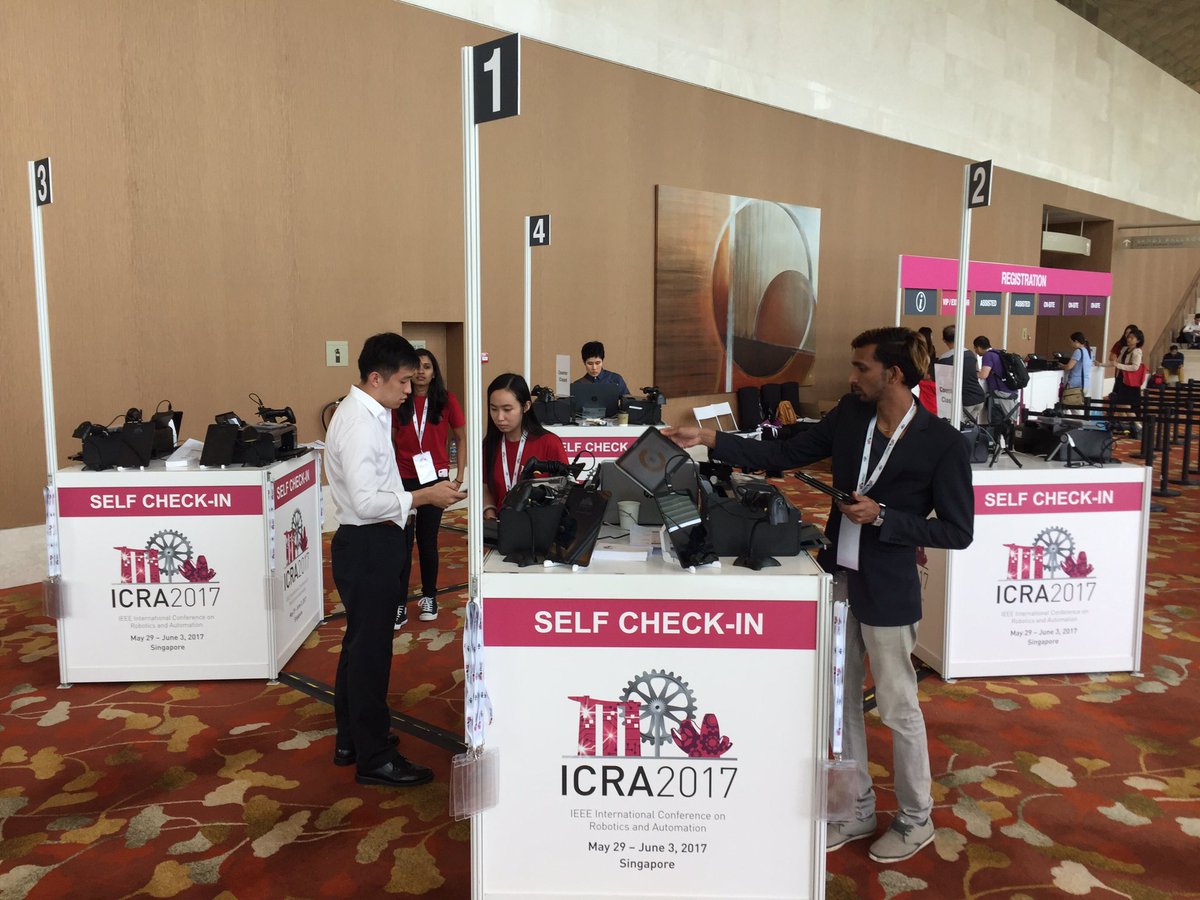 uc3mRoboticsLab's tweet photo. Self check-in stations at #ICRA2017, excellent innovation!!! https://t.co/IBekRCvdDv