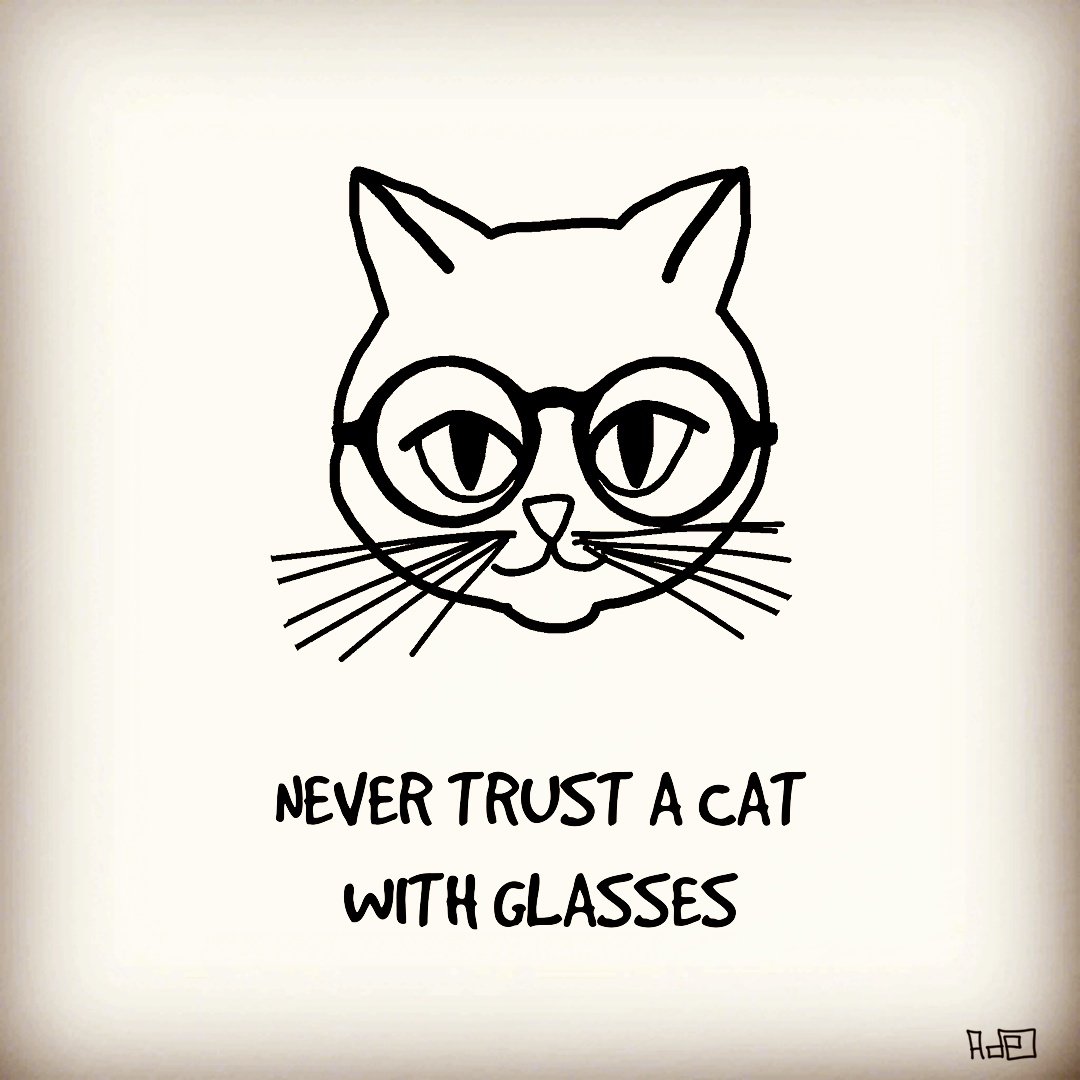 AdelGastel's tweet photo. Never trust a #cat with #glasses
Learn #wisdom from #animals
#pets #webdesign #culture #innovation #artwork #art #untruth #truth #smile https://t.co/t2cAsVj6y9