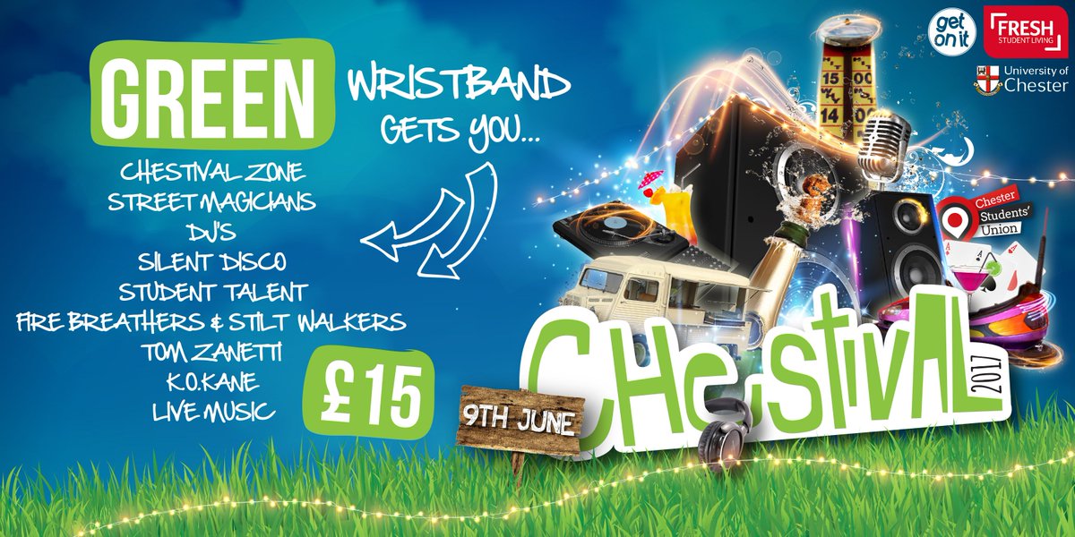 ChesterSU's tweet photo. Don't forget we now have 2 versions of the #Chestival17 wristband for you to choose from... BLUE and GREEN - https://t.co/BIUuYxDqKD https://t.co/Wv06Y7F7WJ